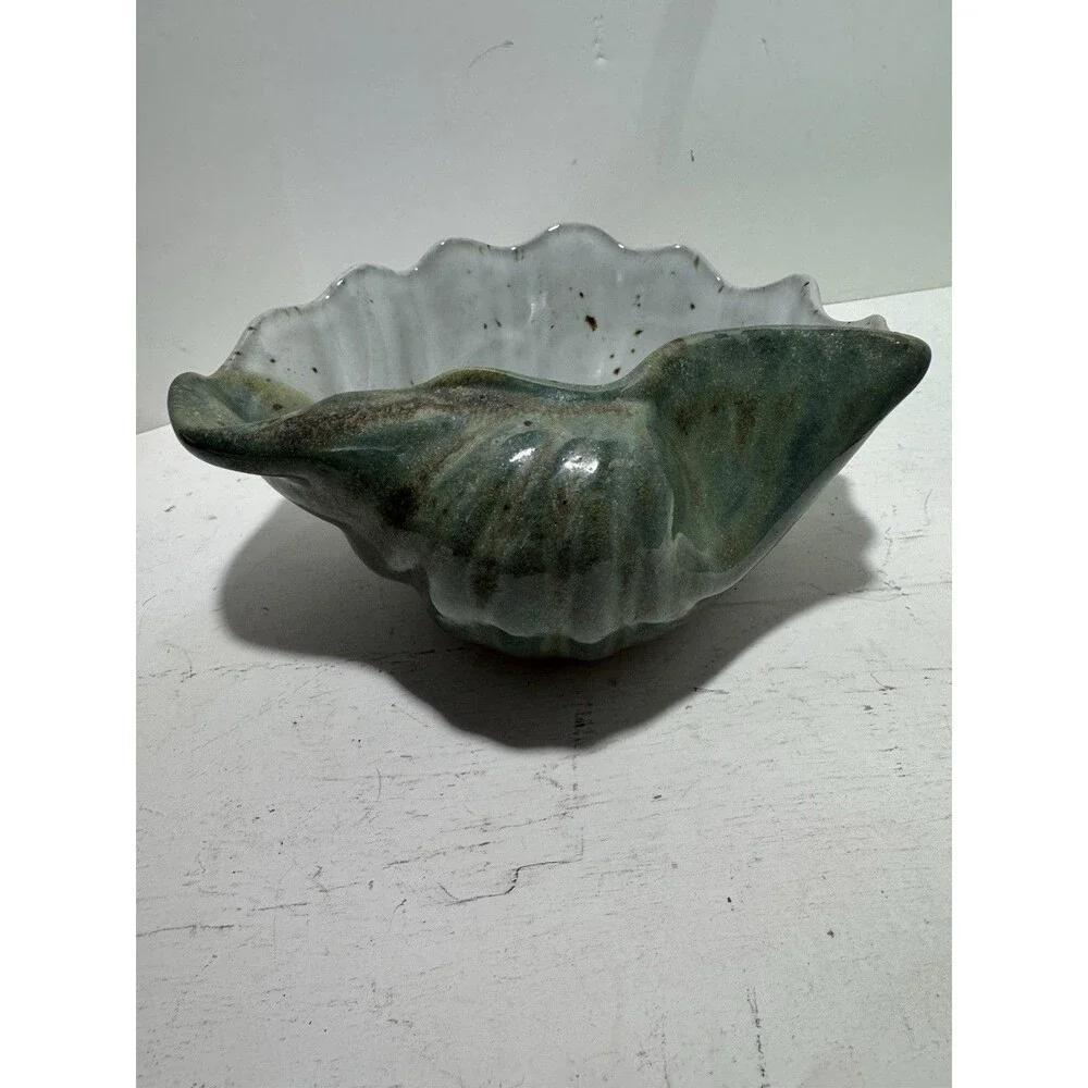 Signed Nedza Mid-Century Art Pottery Stoneware Shell Dish